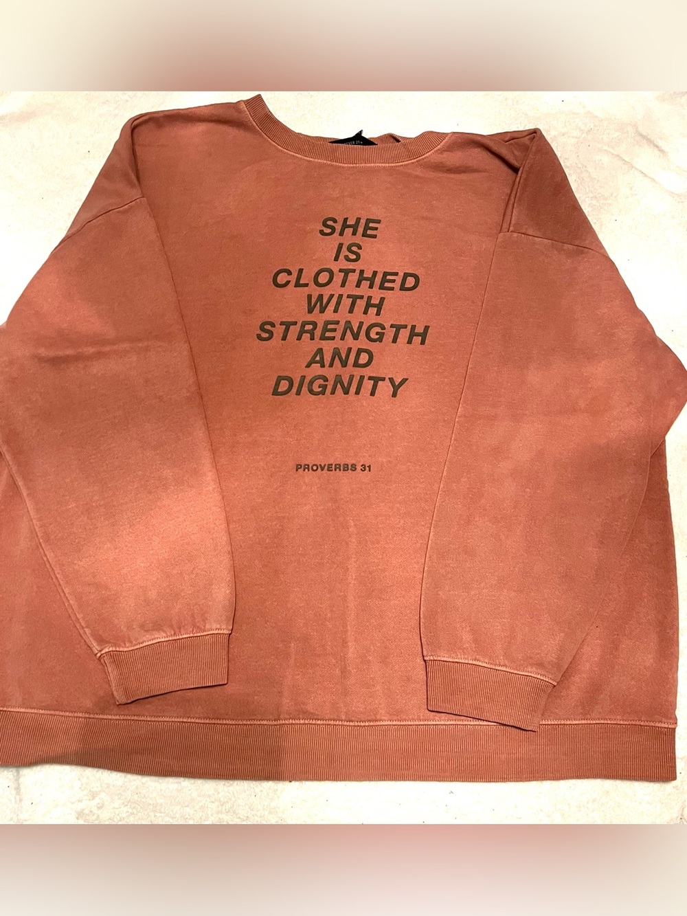 Forever 21 Pink Proverbs 31:25 Crewneck Christian Fleece Plus Size Sweatshirt-2X